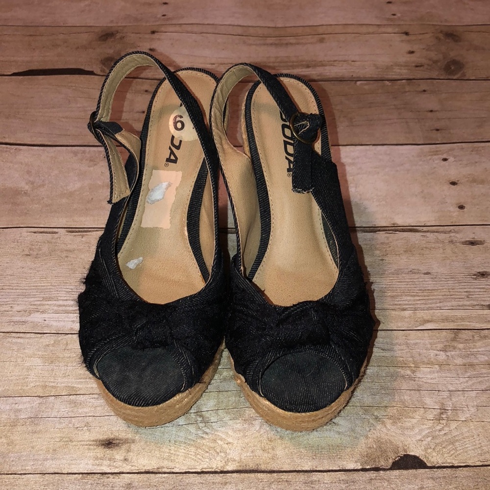 Denim espadrille wedges
